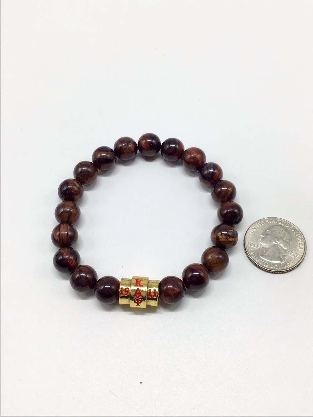 Kappa Alpha Psi Tiger Eye Stone Beaded Stretch Bracelet - Picture 4 of 4
